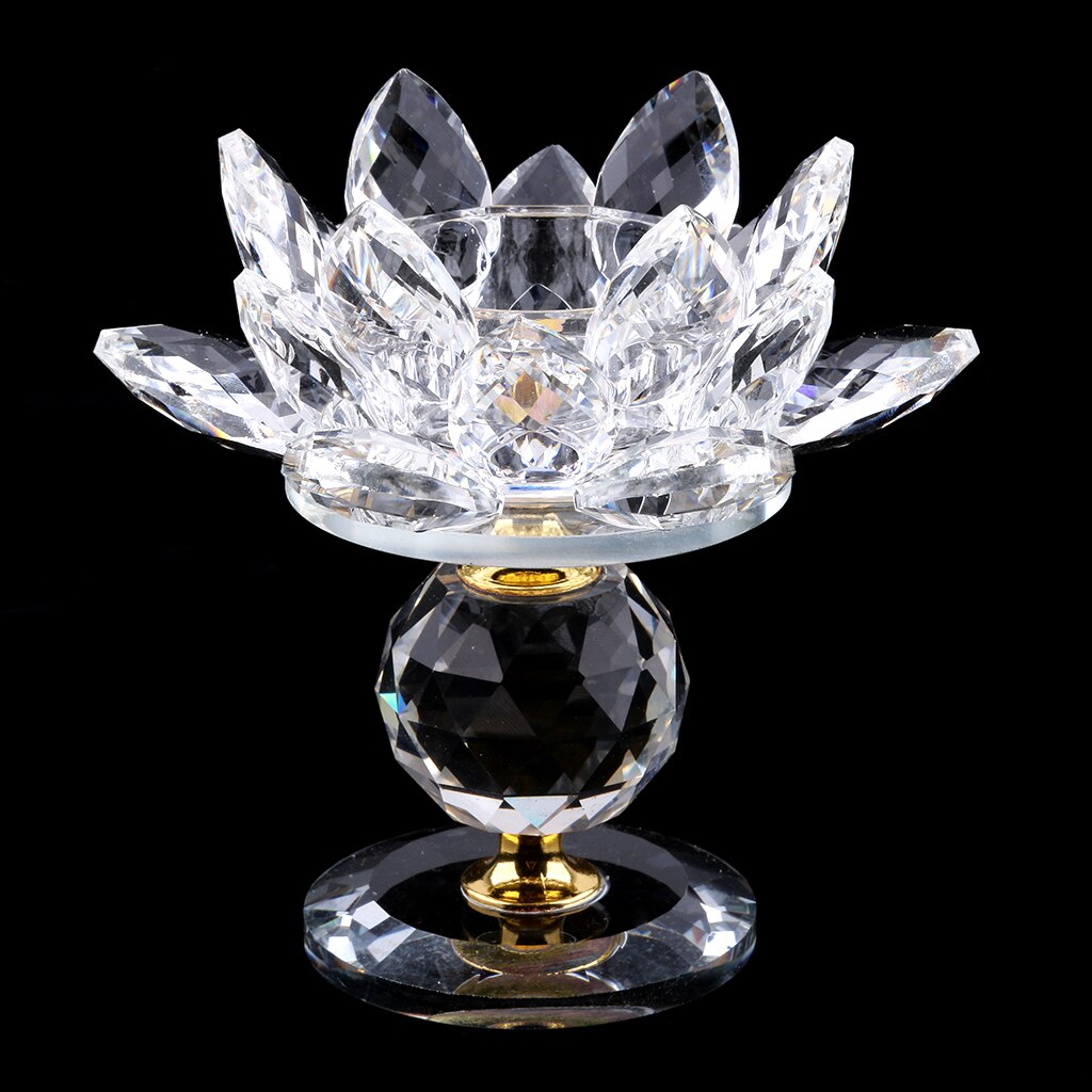 Krystal lotus blomst lysestage fyrfadslys hjem bordplade feng shui dekoration ornamenter