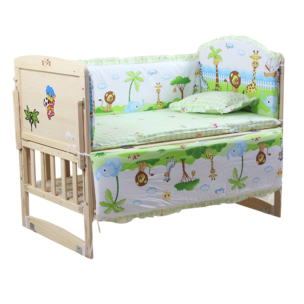 90*50 Cm 5 Stks/set Baby Bed Bumpers Puur Katoen Baby Beddengoed Set Pasgeboren Cartoon Gedrukt Crib Protector Voor peuter