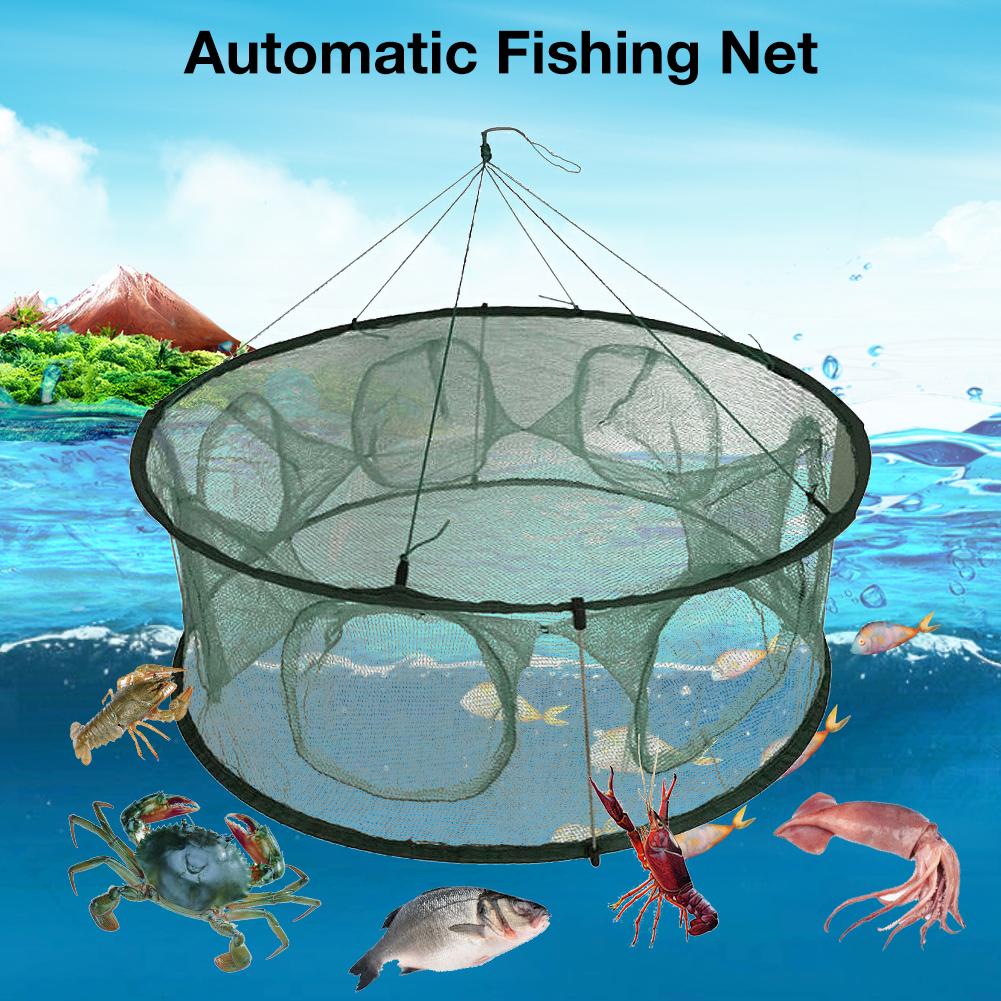 Strengthen Automatic Fishing Net Foldable Catch Crayfish Crab Trap Cage Round Shape Durable Open Lobster Fishing Shrimp