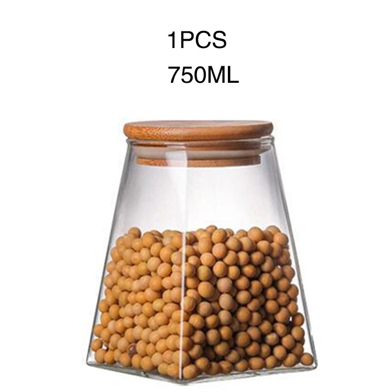 Kitchen storage box food Heat resistant glass storage can snack can high borosilicate glass can dry fruit tea storage Box: 750ML 1PCS