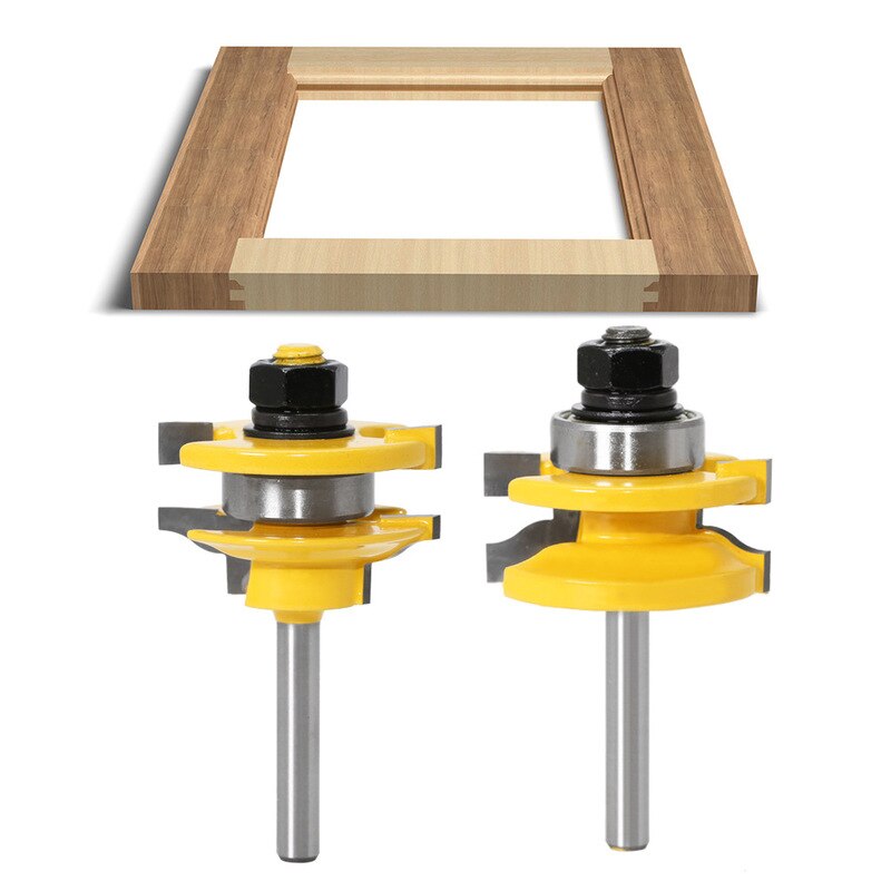 3 pièces 6mm tige armoire porte panneau couteau fraises avec roulement routeur Bit ensemble pour bois carbure Cutter outils de travail du bois