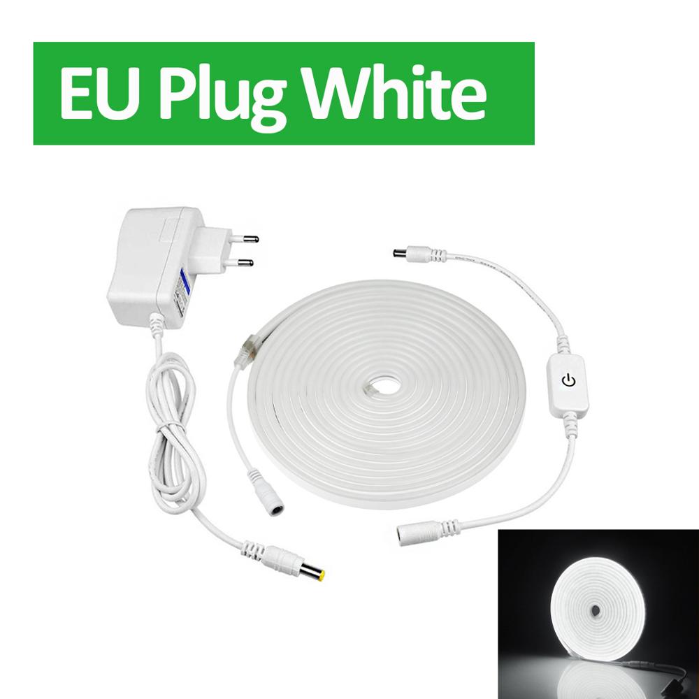 LED neon light dimmable white warm white DC 12V soft neon lamps room decoration Cuttable tape for DIY neon letters: EU Plug White / 3m