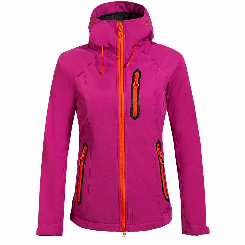 Winter outdoor women&#39;s Jacket Windproof Waterproof Hiking camping jacket Soft shell jacket Thick Trekking Ski Fleece coat: rose / XL