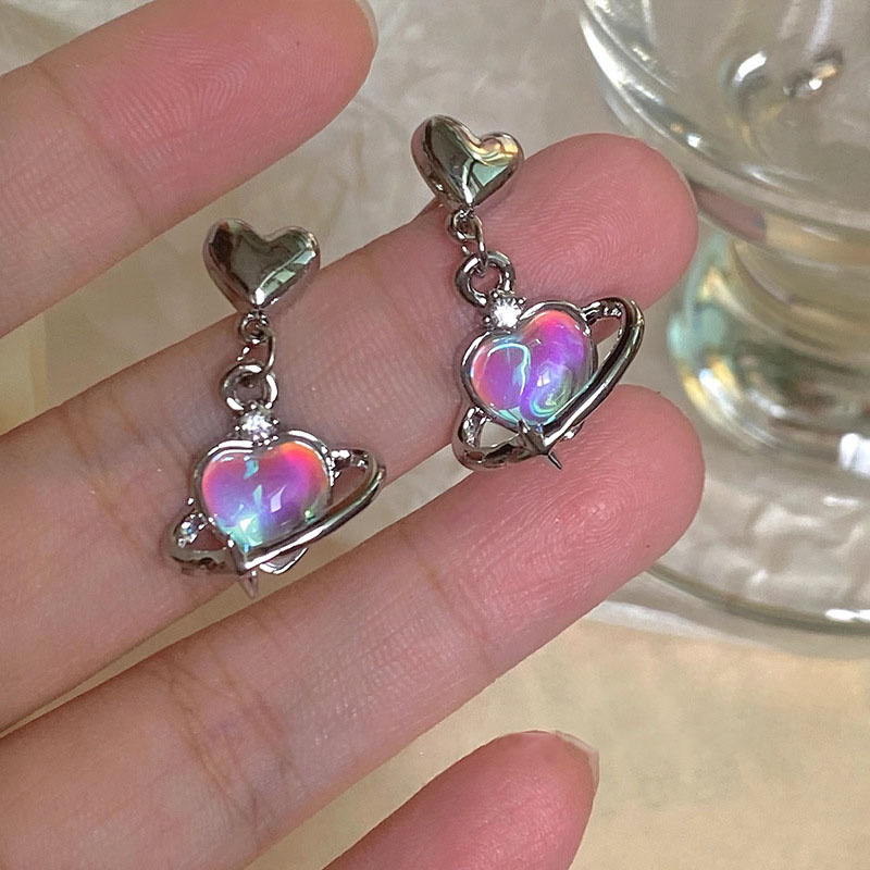 Pendientes colgantes de perlas grises para mujer, aretes elegantes franceses, joyería de de , accesorios de corazón Vintage para , , novedad de 2023: Verde oscuro