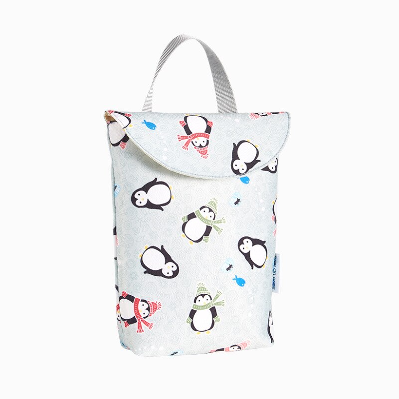 Genanvendelige vandtætte print pusletaske multifunktionel babyble arrangør mumie opbevaringstaske rejse pusletaske: Pingvin