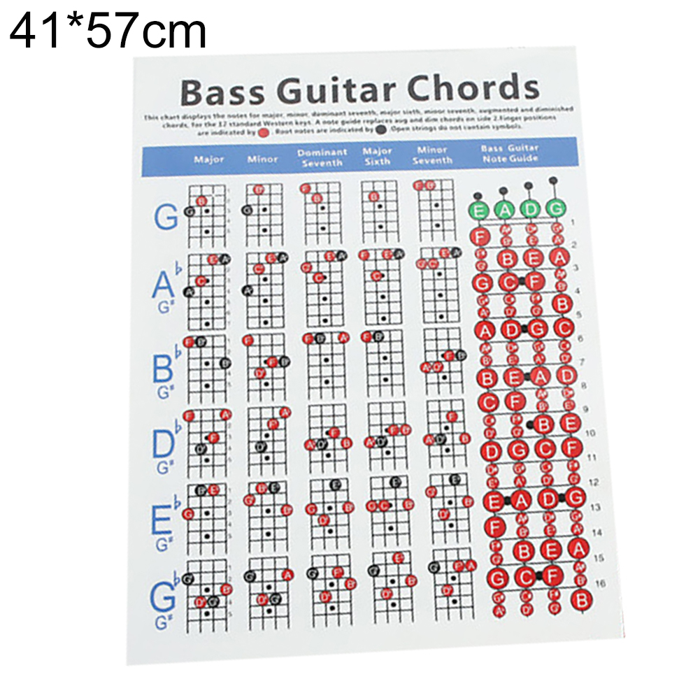 4 Strings Electric Bass Guitar Chord Chart Music Instrument Practice Accessories