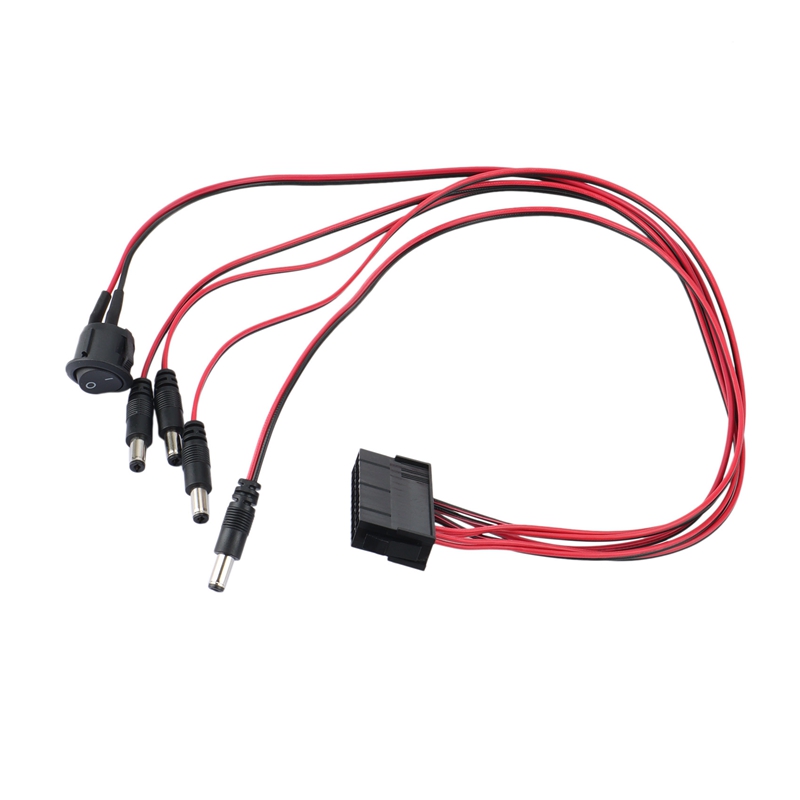 Placa base ATX/EPS 24 pines a 12V DC 5,5x2,1mm Cable adaptador 50Cm Fuente de alimentación Jumper Start con interruptor de encendido/apagado