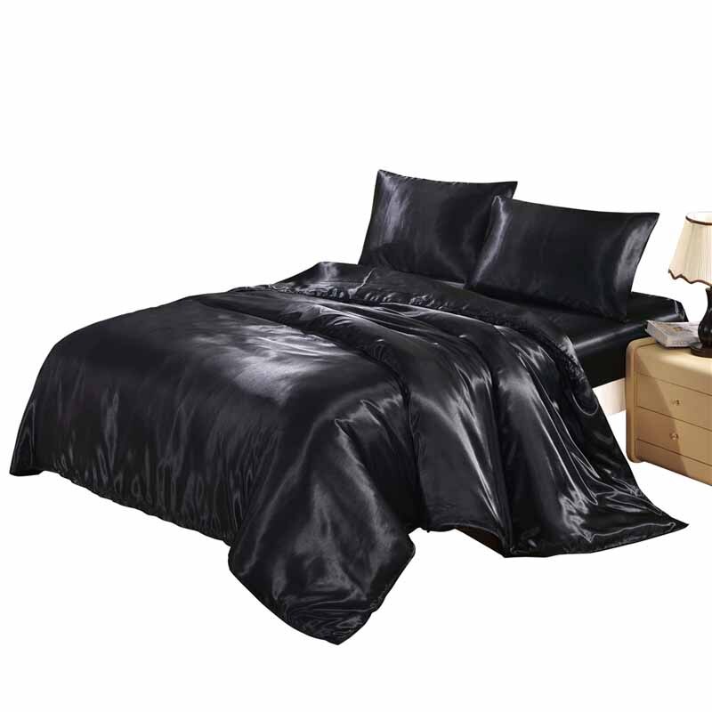 EHOMEBUY housse de couette fermeture éclair housse de couette couleur unie noir avancé 1 pièce maison hôtel lit doux qualifié confortable: 01 / US Twin