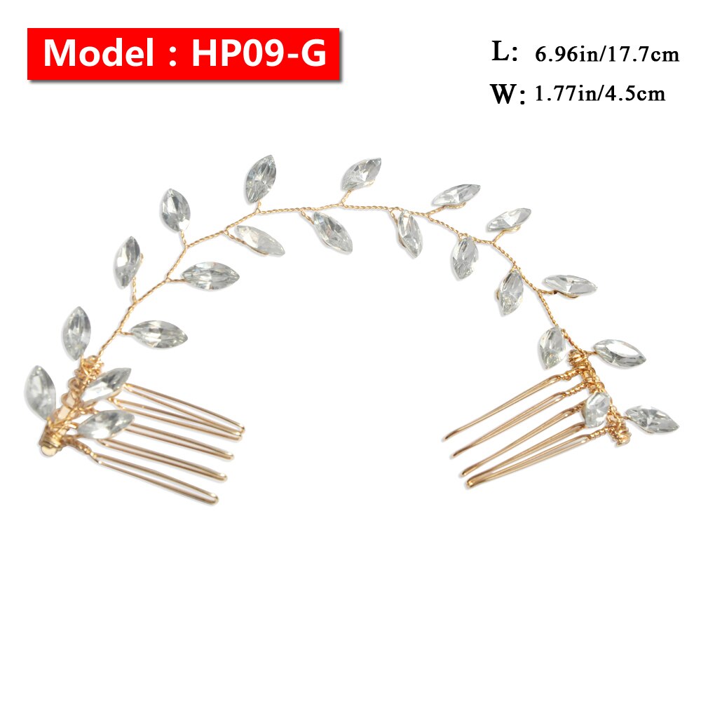 Peineta nupcial, horquilla de cristal, accesorios para el cabello de boda, Flor del pelo de perla, horquillas de diamante para el pelo de novia, pieza para el pelo de boda: HP09-G