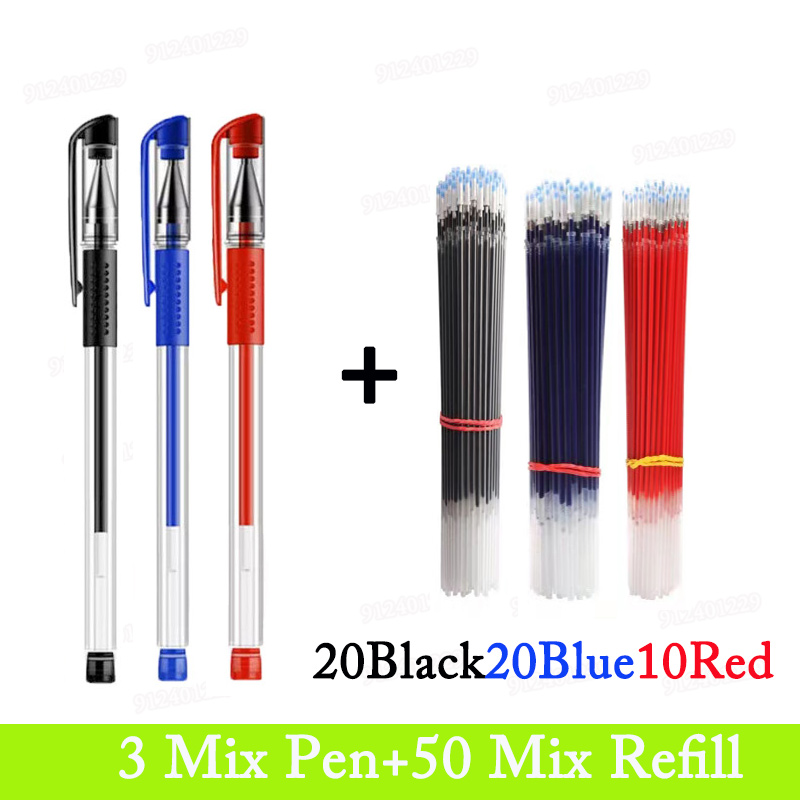 Lot Black Red Blue Signature Neutral Pen Rod Business Office Write Student Stationery Exam Replaceable Refill Ball-Point Pen