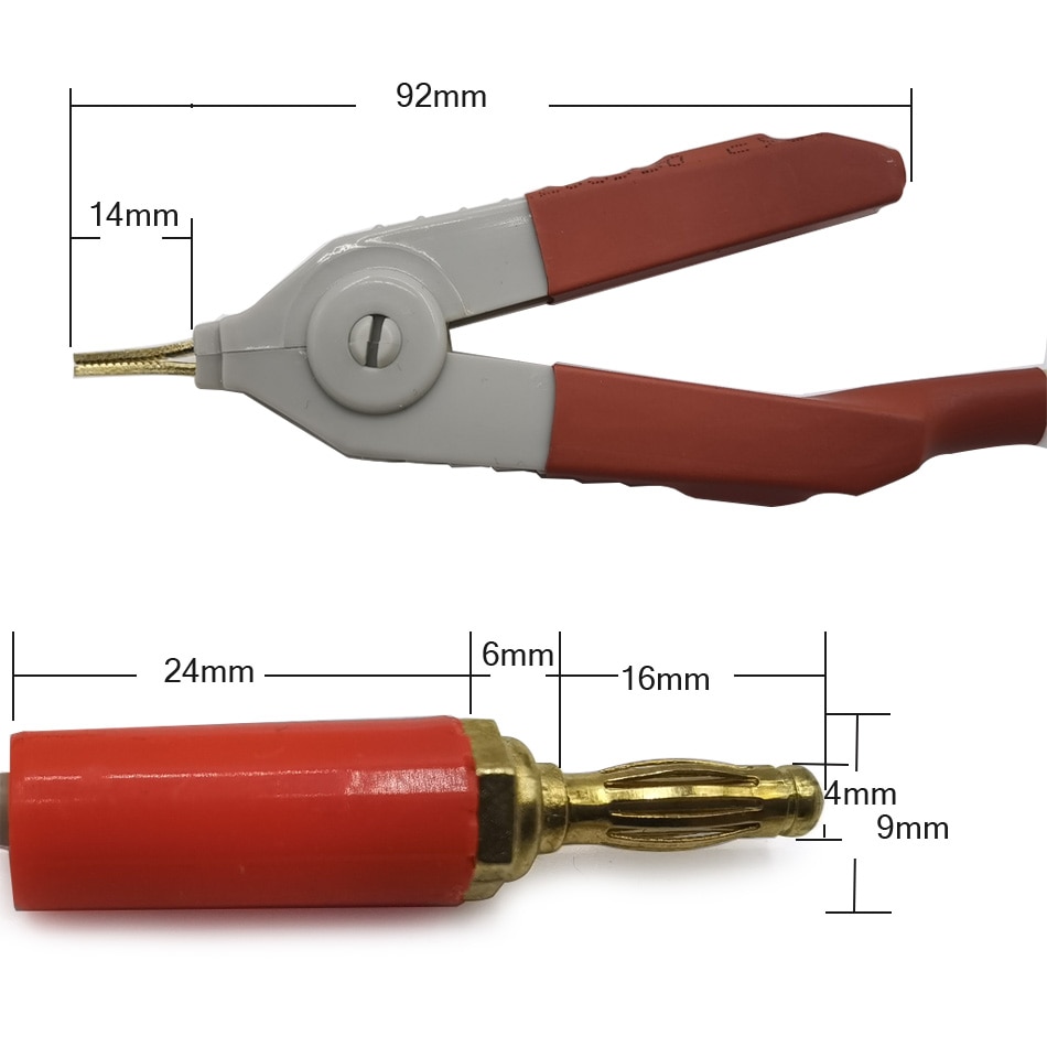 4 Wire Kelvin Probe Silicone Banana Connector Test Lead Clip Cable for LCR Meter 1 pair