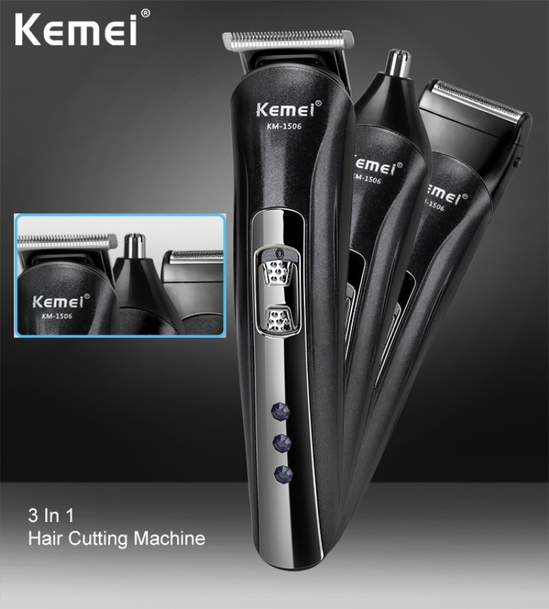 Kemei 1506 Rechargeable tondeuse à cheveux électrique sans fil Mini tondeuse à cheveux Machine de découpe de cheveux barbe Trimer pour hommes barbier