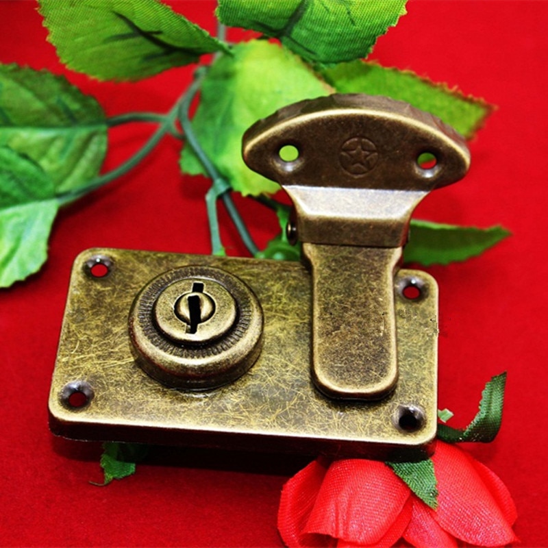 Brons Tone Tas Lock, Doos Slot Rechthoek, Houten Box Lock, Vintage Stijl, Oude Stijl Sloten, 73*41mm
