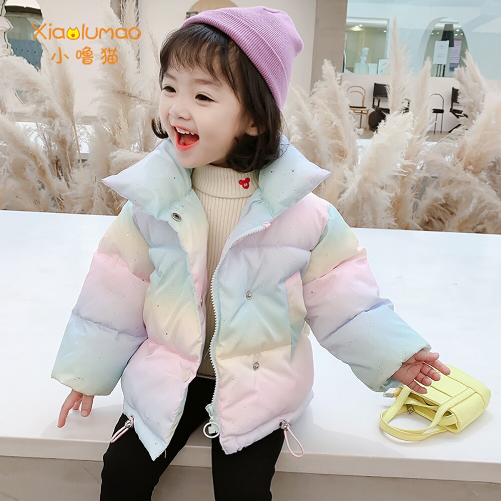 Children's Clothing Girls Clothing Thick Turtle Neck Winter Down Jacket For Girls Plus Velvet Multicolor Bright Baby Coat Warm