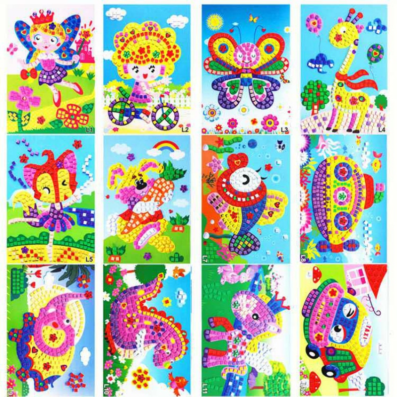 DIY Diamond Stickers Handmade Crystal Paste Painting Mosaic Puzzle Toys Kids Child Stickers Toy Mosaic Crystal Stickers