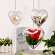 Clear Fillable Heart Baubles Plastic Wedding Favours Christmas Decoration Love