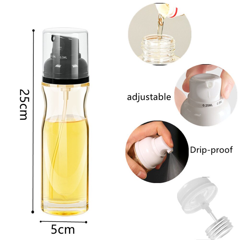 Kitchen Oil Spray Bottle Household Barbecue Edible Oil Spray Can Press Oil Spray Bottle Olive Oil Seasoning Bottle 200ml