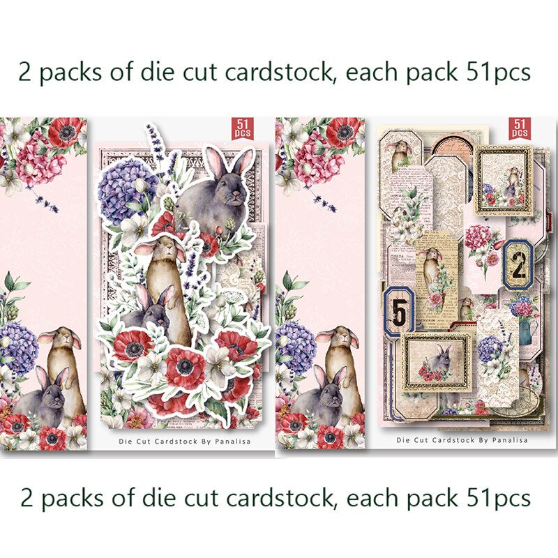 Panalisacraft 24 sheets 6"X6" Flower Easter paper Scrapbooking patterned paper pack handmade craft paper Background pad card: 2 bags of die cuts