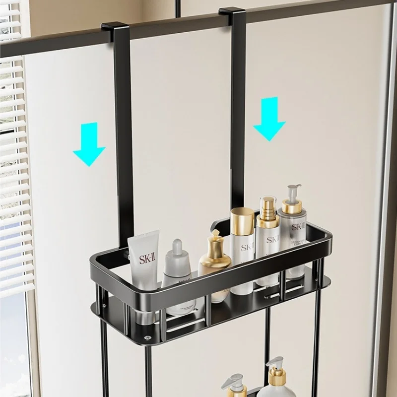 Rack de armazenamento do banheiro sobre a porta chuveiro caddy banheiro pendurado prateleira dupla camada chuveiro prateleira do banheiro caddy organizador