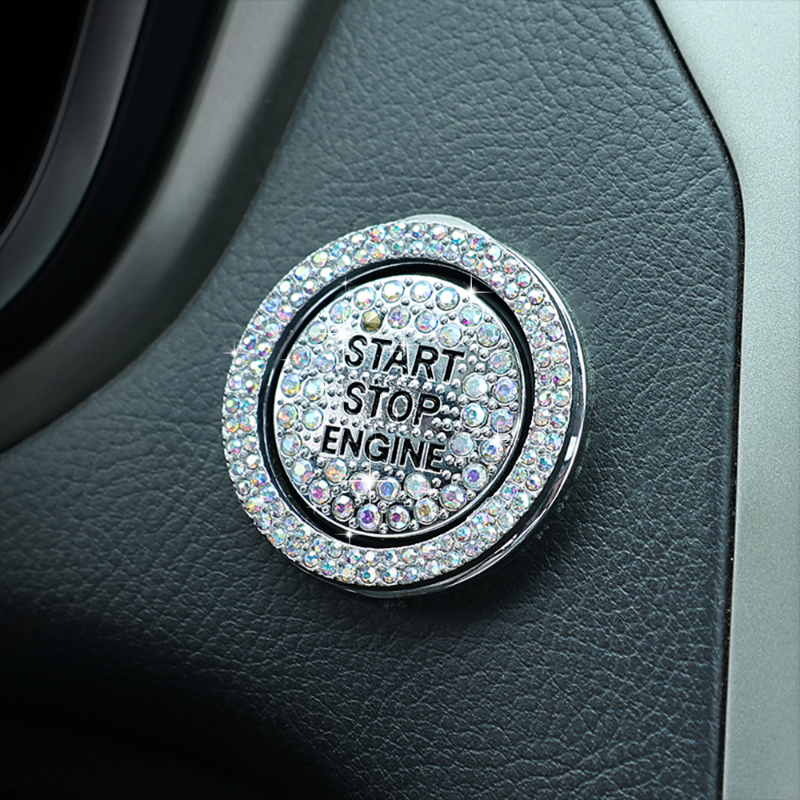 Auto Ein-Start-Taste Diamant Dekoration Aufkleber Innen Zündung Starter Schalter 3D Ring Strass Bling BlingSticker