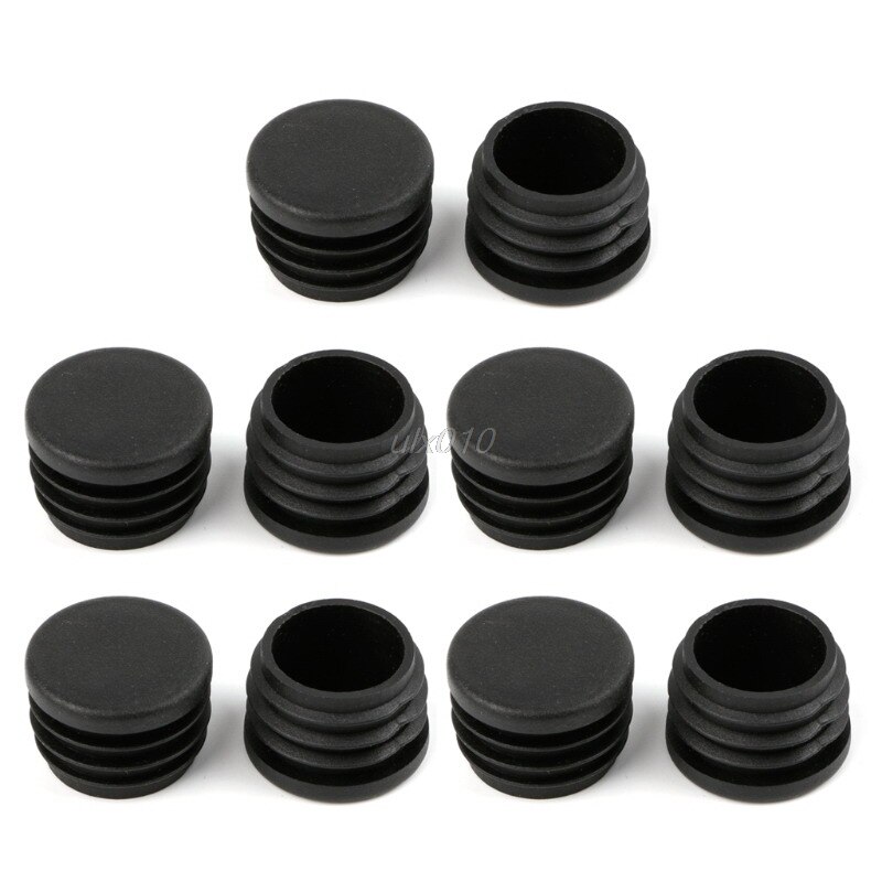 10Pcs Black Plastic Furniture Leg Plug Blanking End Cap Bung For Round Pipe Tube S02: 6