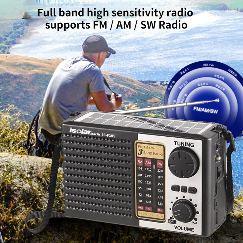 solar Multi band high sensitivity radio wireless Bluetooth speaker charging emergency radio supports FM / AM / SW Radio