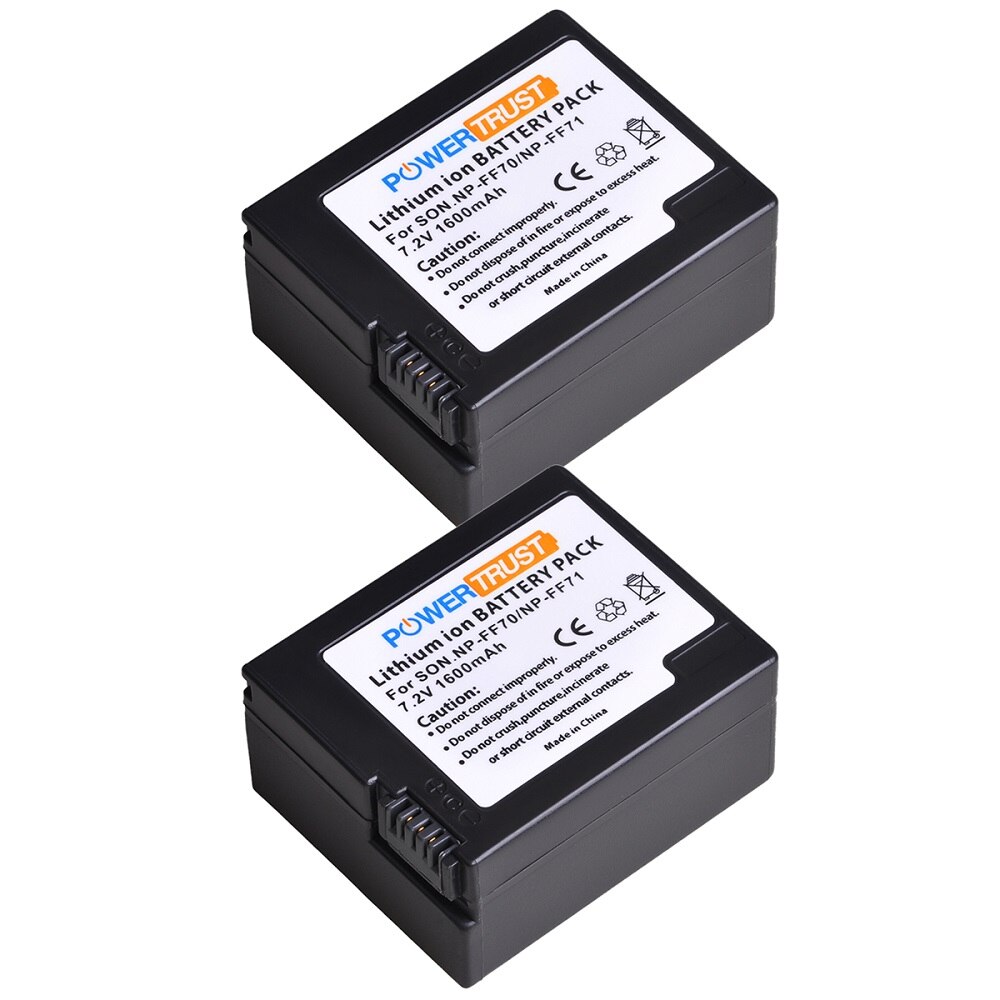PowerTrust Rechargeable Battery Pack for Sony NP FF71, NP FF70, NP-FF71S Replacement INFOLITHIUM F Series Battery: 2x battery
