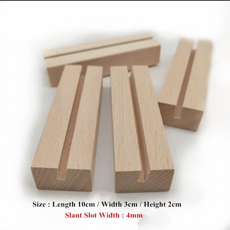 Wood Table Number Holders Stand Acrylic Sheets Display Stands Place Card Holder Base For Wedding Retail Signage, Party Events: Slant Slot 4mm
