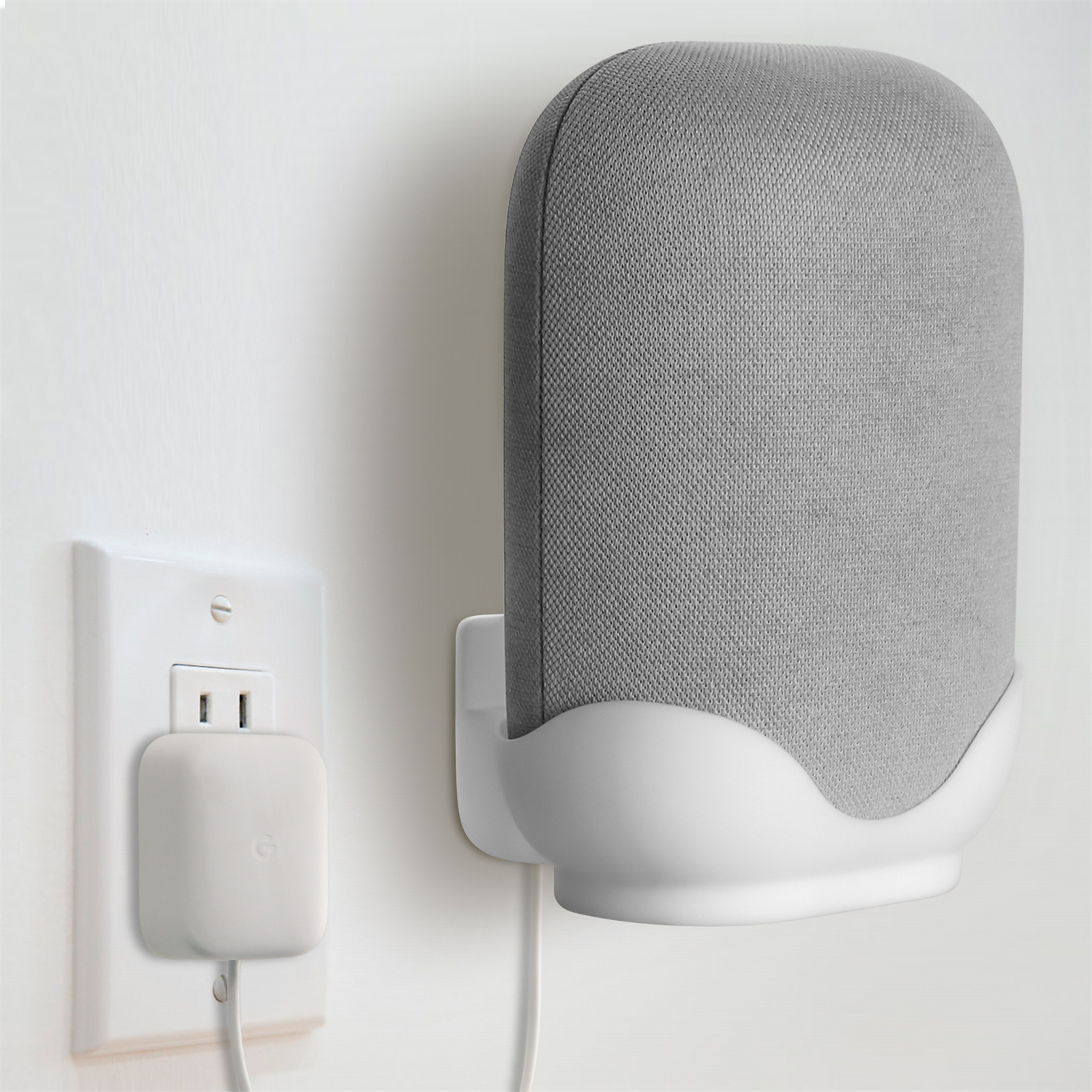 Zwart Wit Ruimtebesparend Desktop Houder Acryl Muur Desktop Beugel Desktop Houder Voor Google Nest Audio Smart Speaker: white