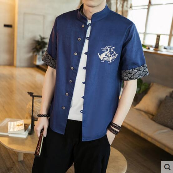 Traditionelle chinesische kleidung für männer männlichen Chinesischen mandarin kragen hemd bluse wushu kung fu outfit China hemd tops KK2321: 1 / L