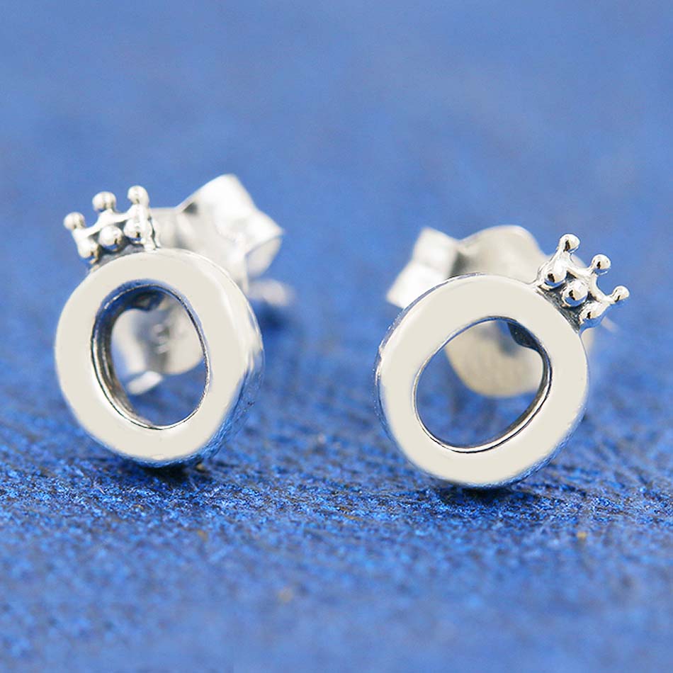 Original 925 Sterling Silver Earring Polished Crown O Signature Earrings For Women Wedding Fine Europe Jewelry