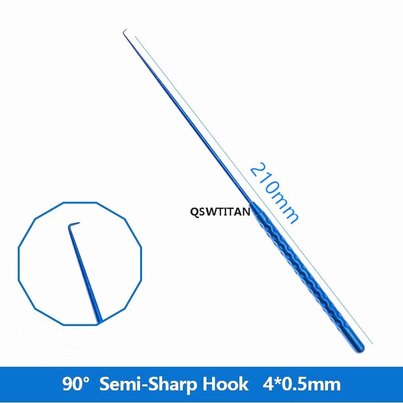 Micro Nerve pull Hook Titanium Micro Spatula Dissectors Micro Curette 21cm Vessel Hook: Semi-Sharp hook