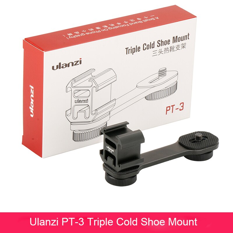 Ulanzi PT-3 Triple Heißer Schuh Mount Adapter Mikrofon Verlängerung Bar für Zhiyun Glatte 4 DJI Osmo Tasche Gimbal Zubehör: PT-3