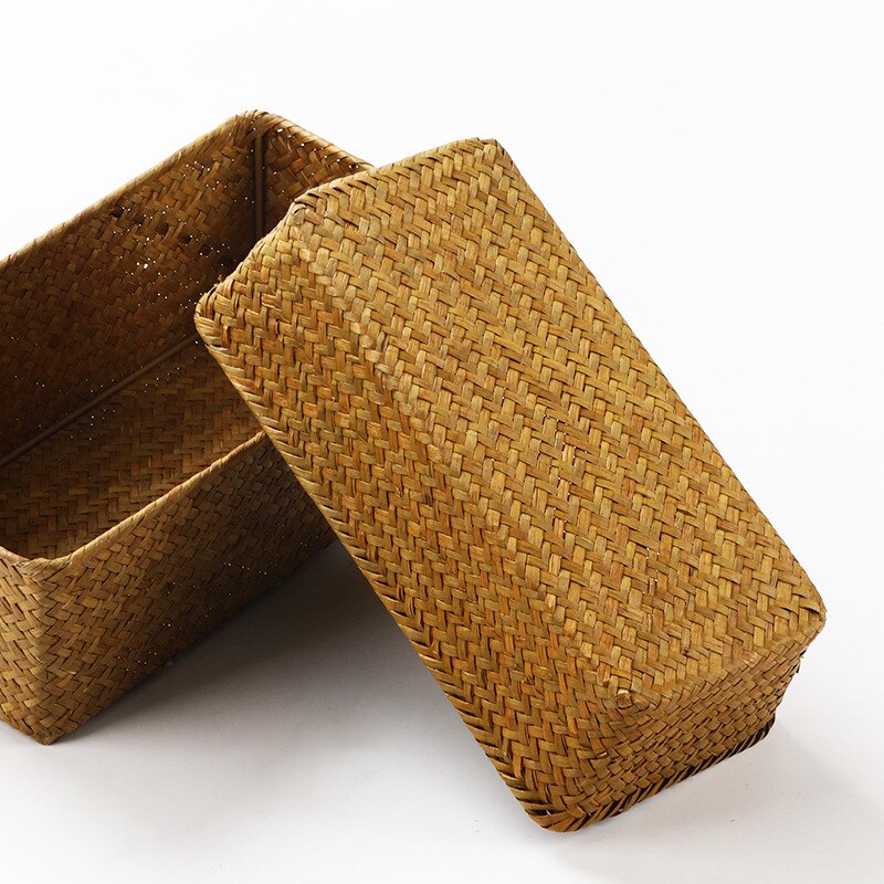 Handgemaakte Stro Gedroogde Bloem Fruit Pot Opslag Mand Rotan Doos Snoep Oortelefoon Organizer Diversen Organizer Home Decor