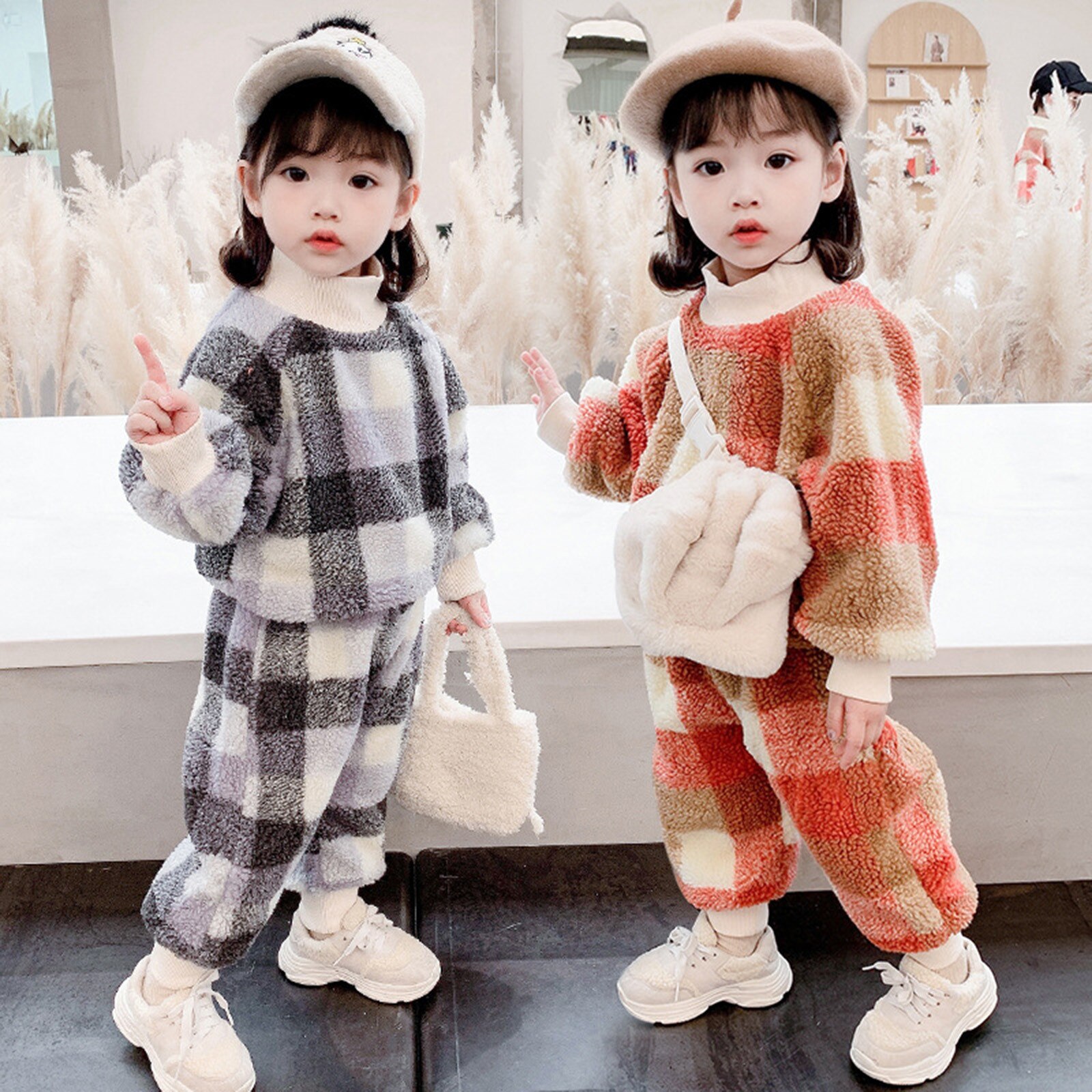 Meisjes Winter Pakken, Peuter Kinderen, Baby Jongens En Meisjes, plaid Winter Warme Jas + Broek Pak Footies Kleding Voor Meisjes