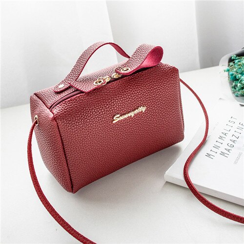 bags for women's handbag bucket bag small purse cell phone shoulder bag cute solid cross body zipper bags purse: Red