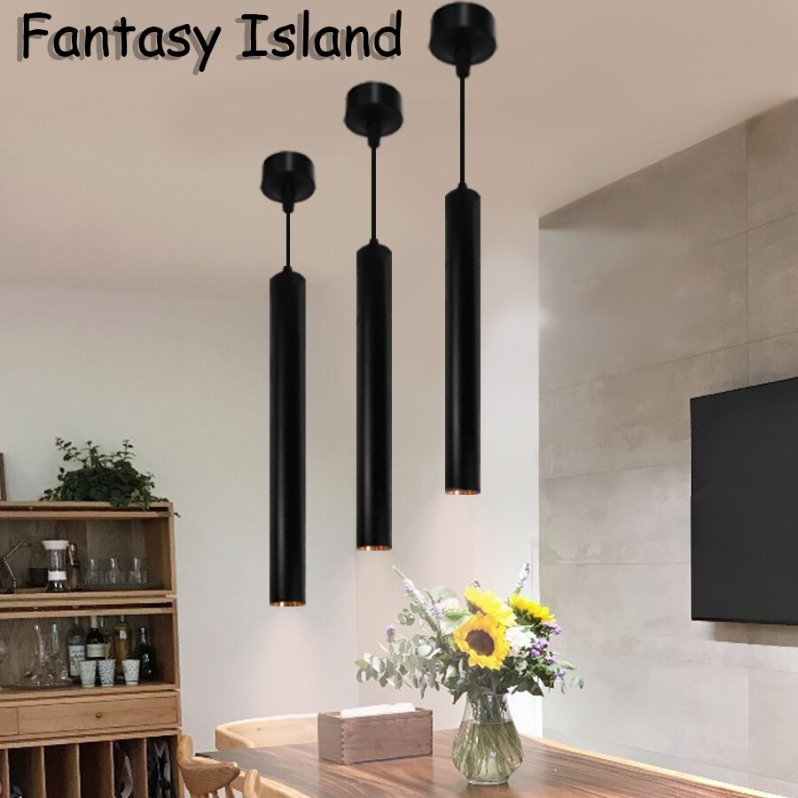 Ac90-265 led pendel lang rør lampe køkken spisestue butik bar disk dekoration cylinder rør hænge lys
