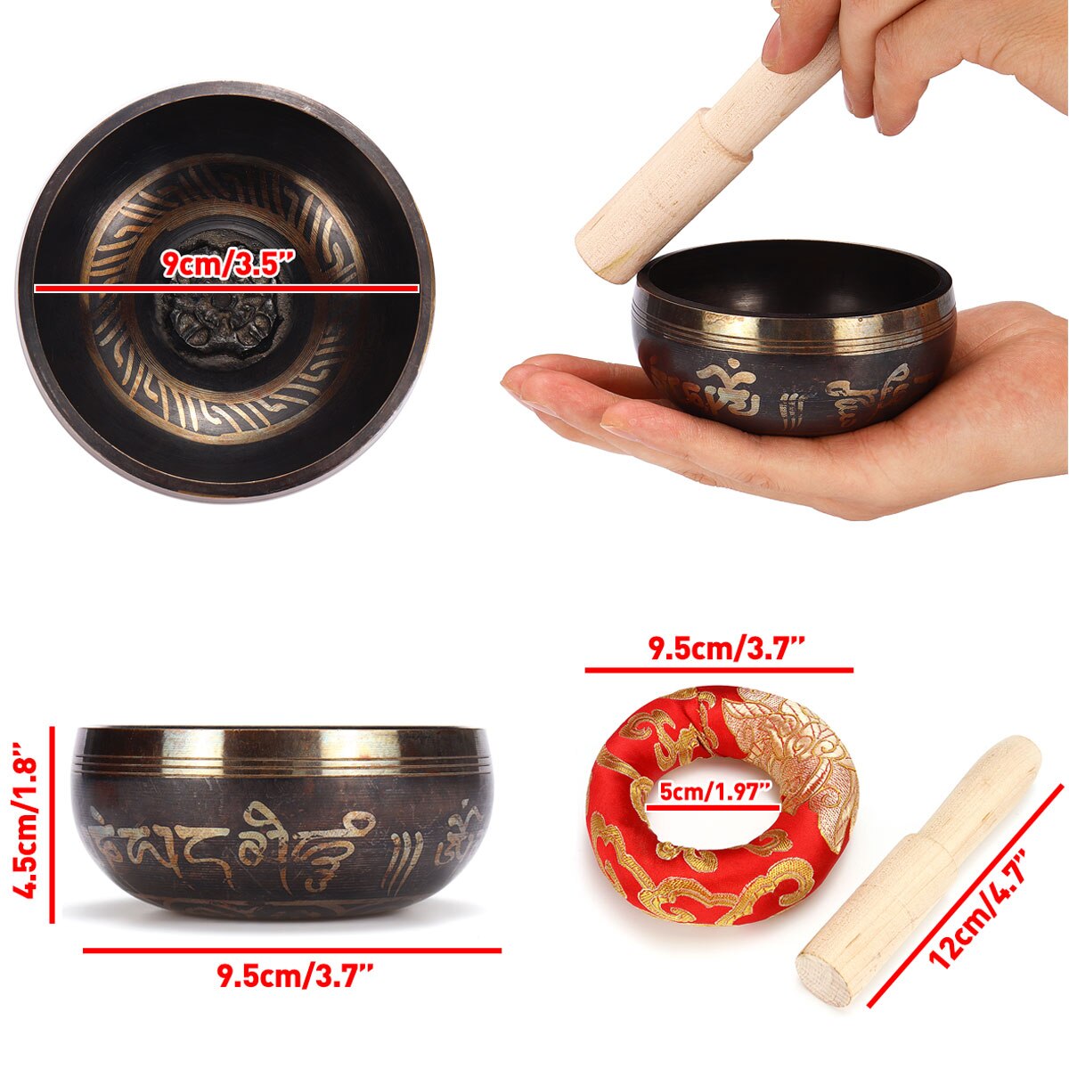 Messing Chime Brons Qing Boeddha Geluid Kom Nepal Tibet Chant Yoga Meditatie Zingen Kom Handwerk Sanskriet Messing Klankschaal