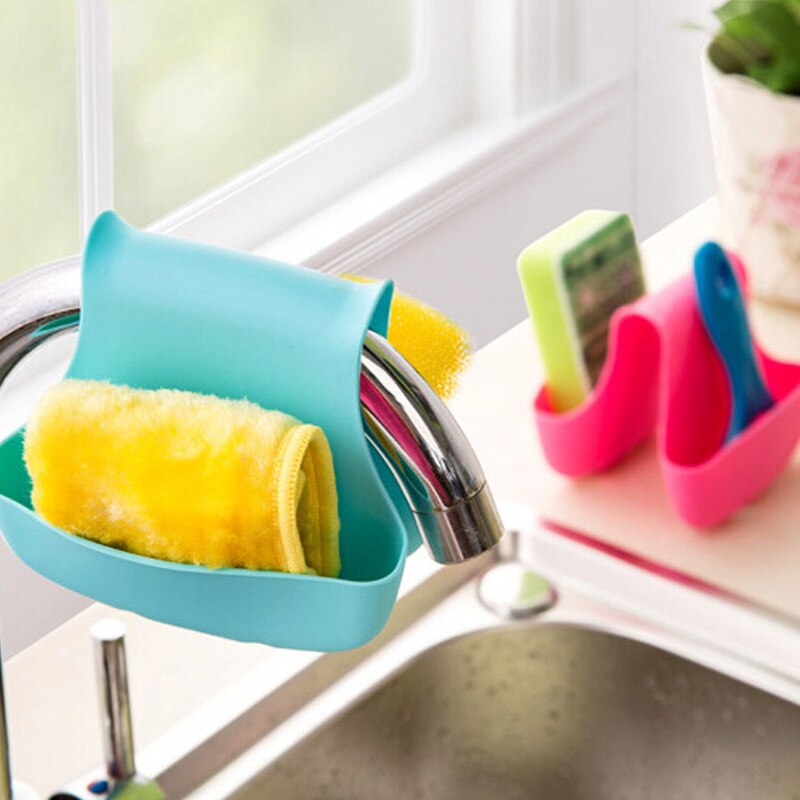 Sponge Holder Kitchen Sink Organizer Sink Caddy Drainer Rag Dishcloth Brush Holder Iron Shelf Bathroom Organizer Soap Drain: blue