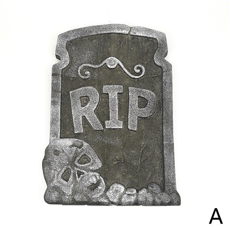 1 Pc Halloween Foam Tombstone Skeleton Tombstone Haunted Grisly Decor Props Rip Yard Party Bar House Decoration Stone Q8L8: A