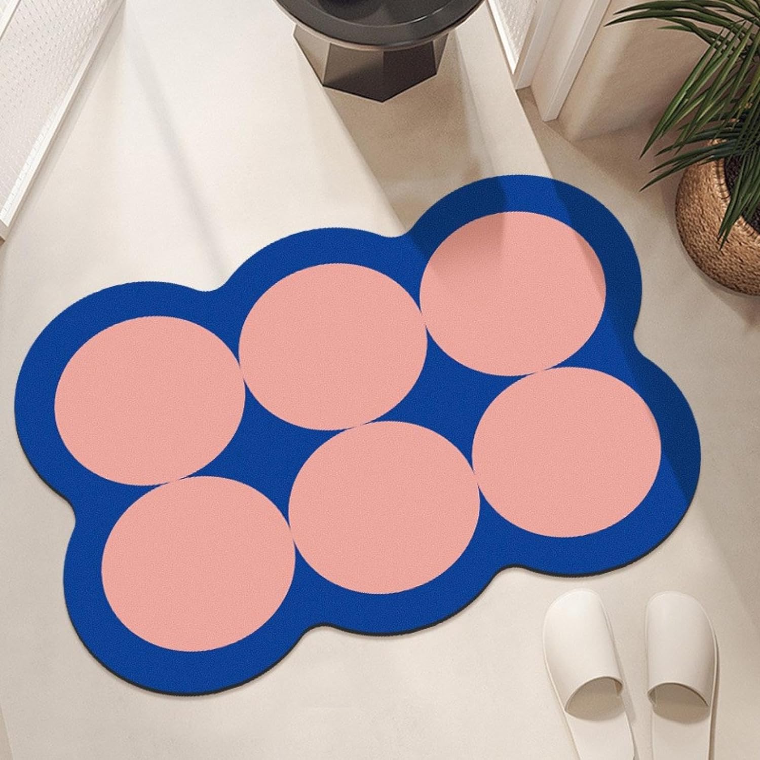 Vikama enkel baderomsmatte for toalett, absorberende, hurtigtørkende, sklisikker matte, verandamatte for hjemmedekorasjon: 400mm x 800mm / Hvit