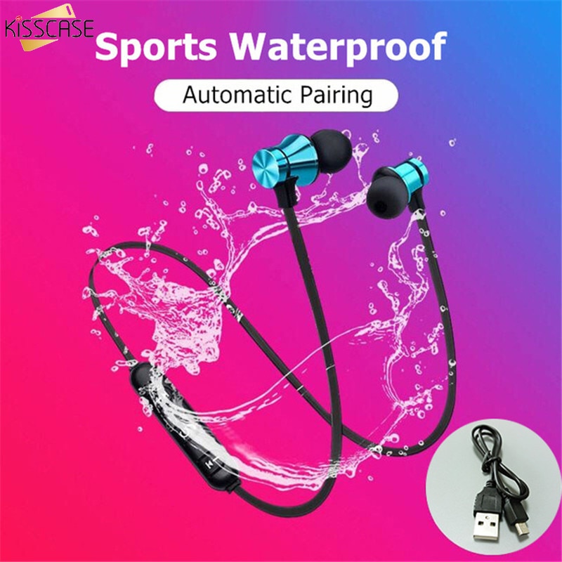 Kisscase Bluetooth 4.2 Draadloze Koptelefoon Magnetische Stereo Surround Sport Muziek Waterdichte Oordopjes Nekband Headset Met Microfoon