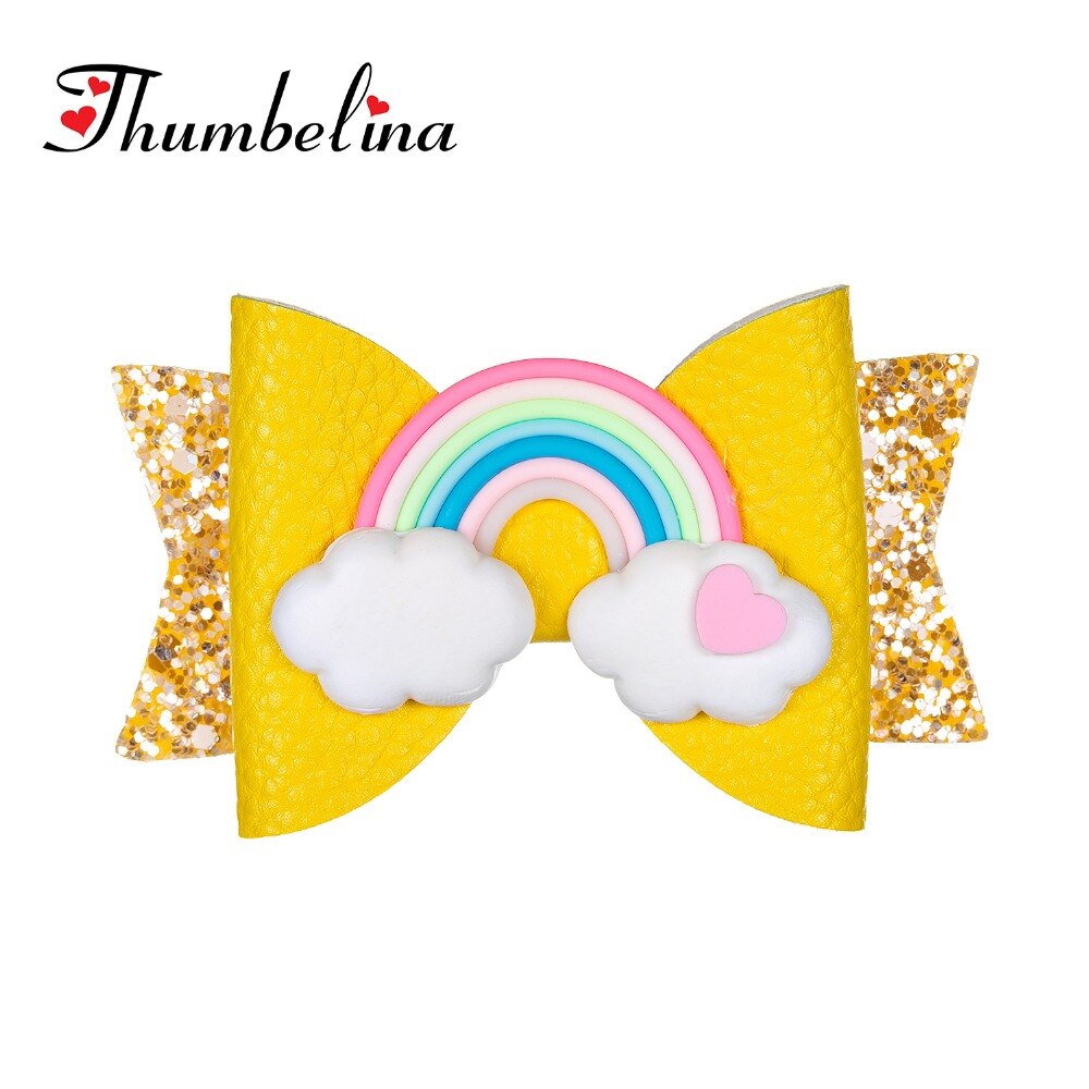 Thumbelina Regenboog Prinses Haarspelden Glitter Haarelastiekjes Met Clip Dance Party Boog Haar Clip Meisjes Haar Accessoires