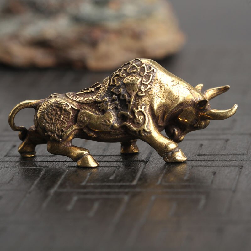 Vintage kobber dyr tyr ornament statue kobber miniaturer figurer skrivebord messing diy håndværk boligindretning tilbehør