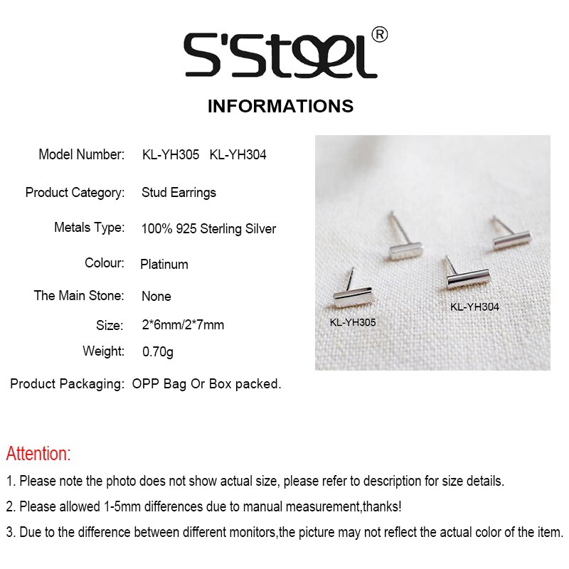 S'steel Kleine Sutd Oorbel 925 Sterling Zilveren Oorbellen Voor Vrouwen Beknopte Earing Pendientes Plata De Ley 925 Mujer Fijne Sieraden