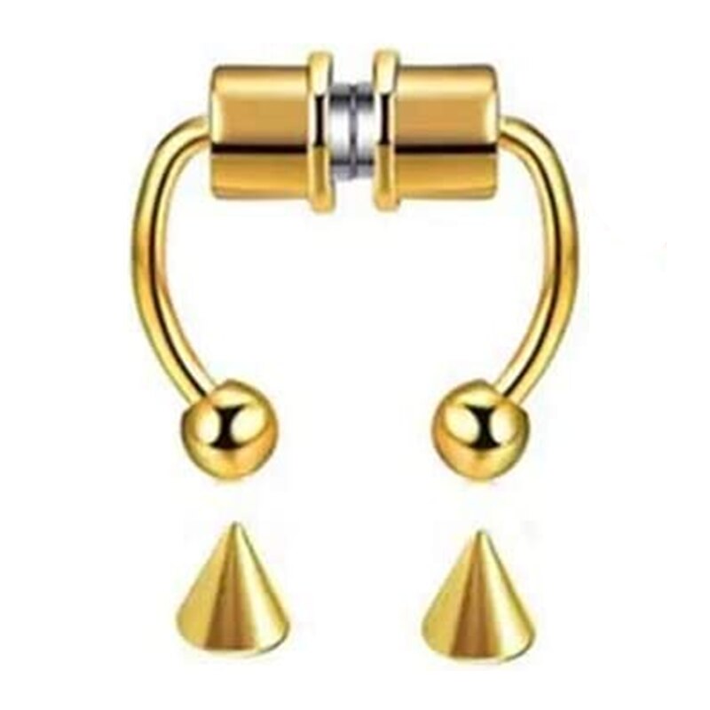 1 PIÈCES En Acier Inoxydable Faux Nez Perçage ensemble Septum Magnétique Faux Piercing Nez Clip Sur Non Piercing Nez Cerceau Septum Anneau Lot: Gold