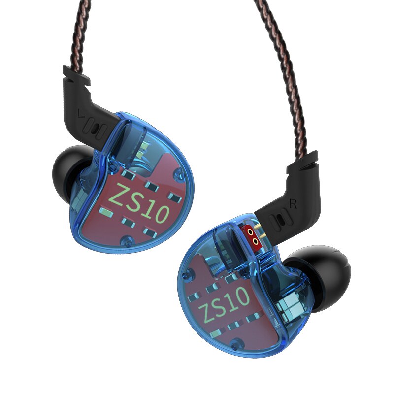KZ ZS10 Earphones 4BA+1 DD Hybrid In Ear Headphone HIFI Bass Headset DJ Monitor Earphone KZ ZSN PRO ZS10 PRO ZSX ZSN: blue no mic