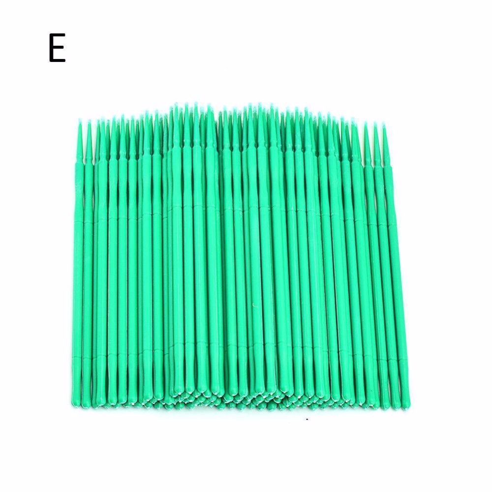 100 stks/zak Wegwerp Micro Borstel Wimpers Extension Wattenstaafje Pro Micro Borstel Individuele Lash Verwijderen Voor Wimper Extensions Tools: Deep Green (M)