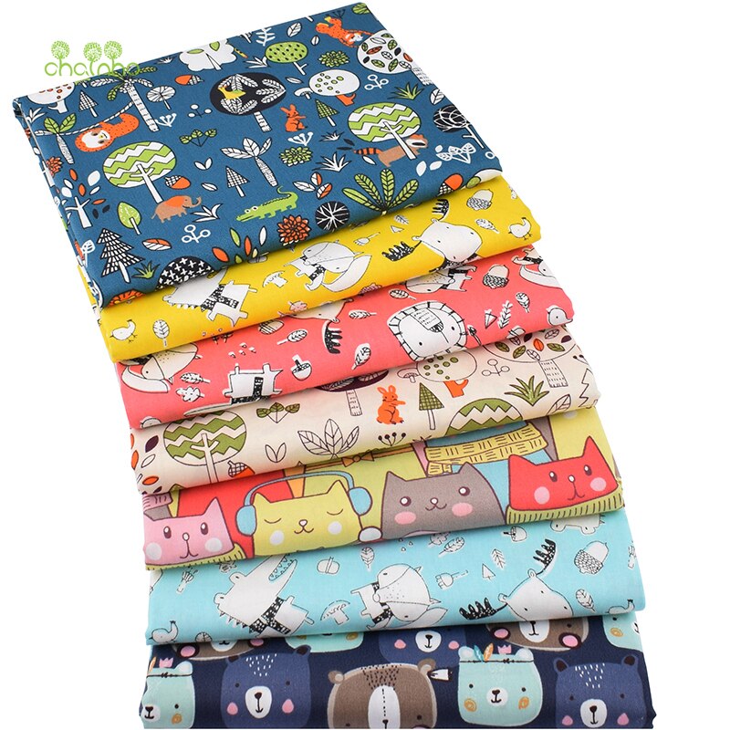 Dierenrijk Cartoon Serie, Gedrukt Twill Katoen Stof, patchwork Doek Voor Diy Naaien Quilten Baby & Kind Materiaal, 40x50cm