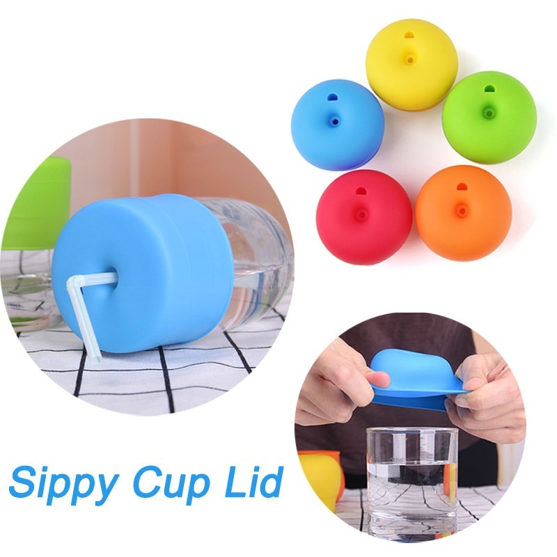 Silikone børn baby sippy låg silikone strækbar lækagesikker kop med sugerør sikkerhed spildtæt drik træning